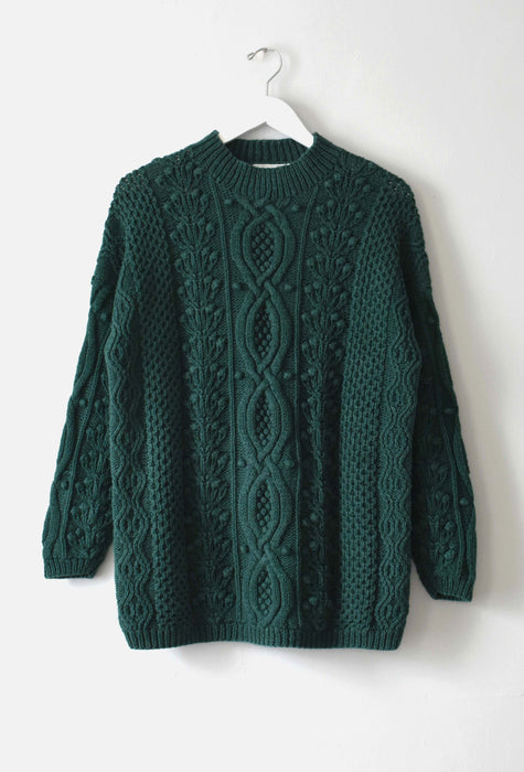 vintage forest hand knit cotton sweater (m/l)