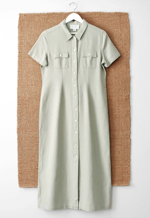 vintage celadon linen dress (s)