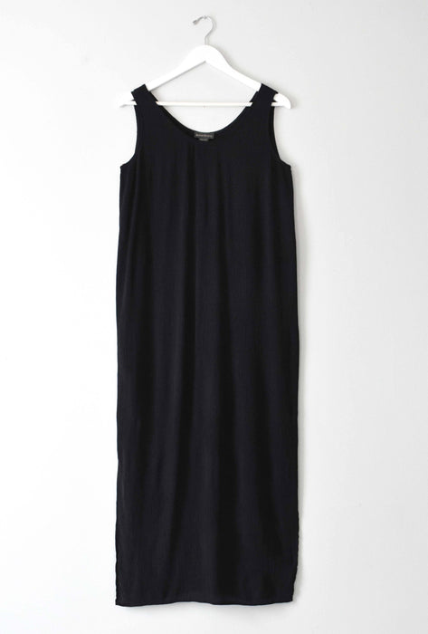 vintage black silk tank dress (m)