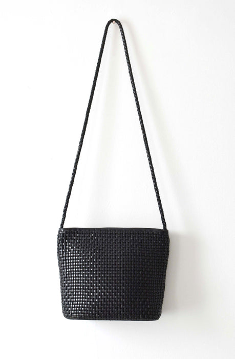 vintage woven black leather purse