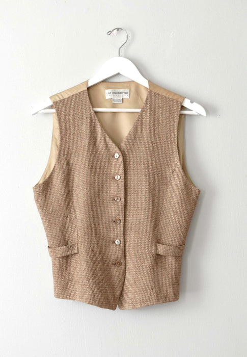 vintage beige tweed vest (s)