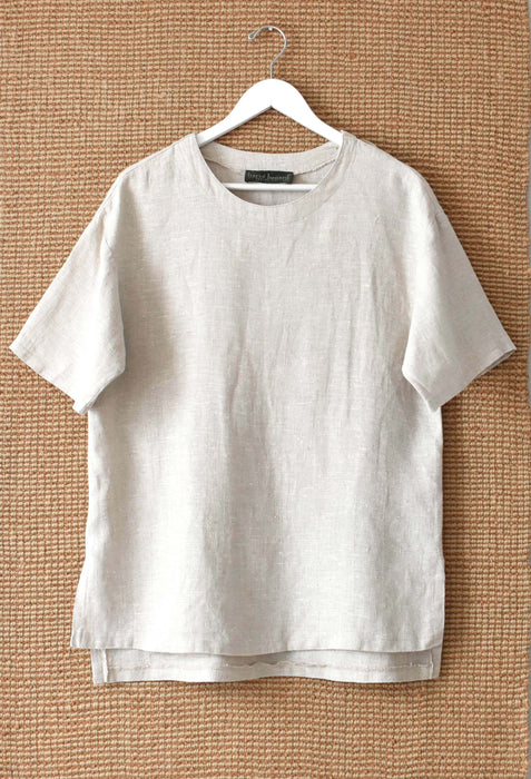 vintage natural flax linen top (m)