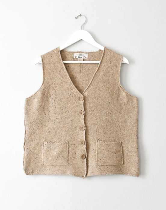 vintage oatmeal wool vest (l)