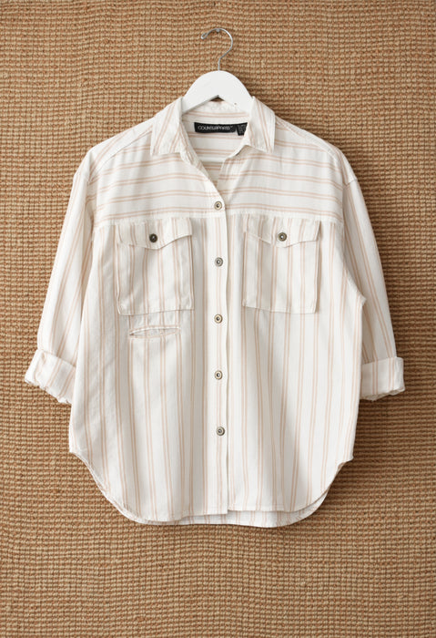 Wheat Stripe Button Up (m/l)