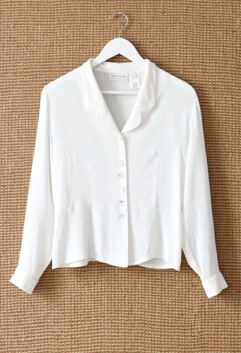 vintage ivory scalloped blouse (s)