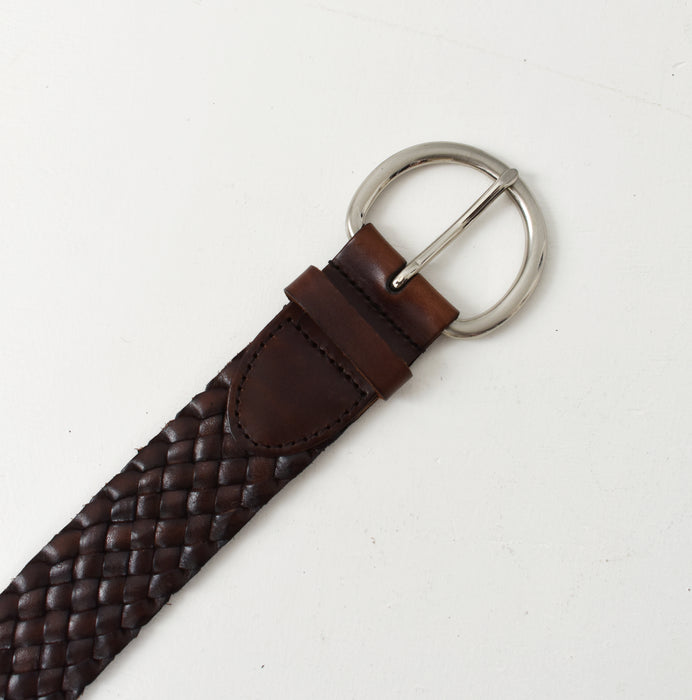 vintage walnut leather belt (l)