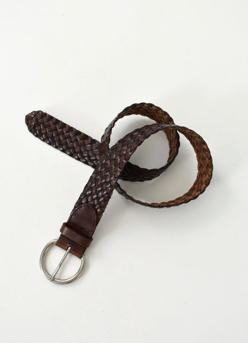 vintage walnut leather belt (l)