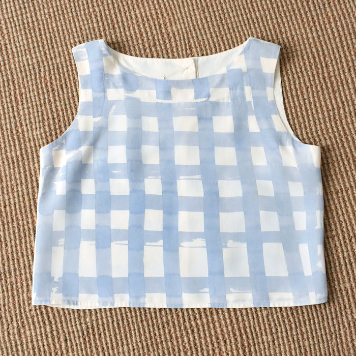 hand-painted vintage silk shirt | grid - Improv Goods