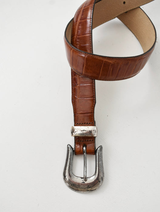 vintage embossed leather belt (xs/s)