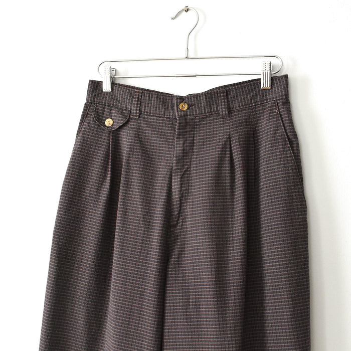 vintage check print trousers (l)