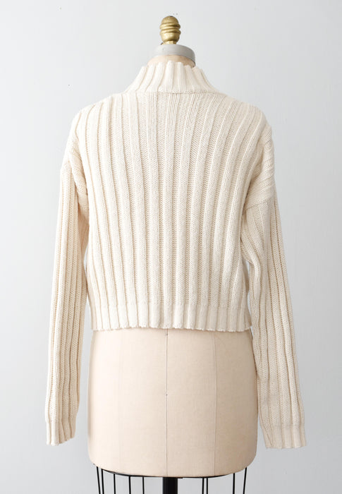 vintage cropped cotton sweater (m)