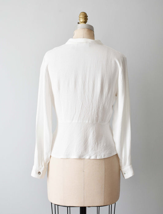 vintage ivory scalloped blouse (s)