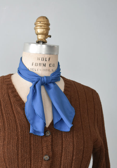 Vintage Ruffled Cobalt Scarf