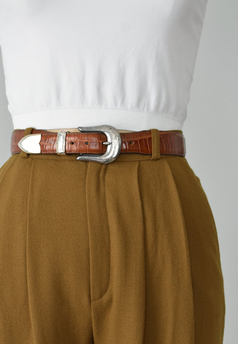 vintage embossed leather belt (xs/s)