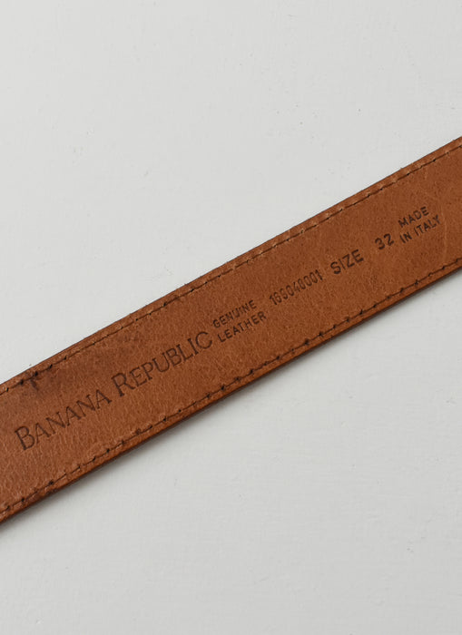 vintage cognac brown leather belt (l)