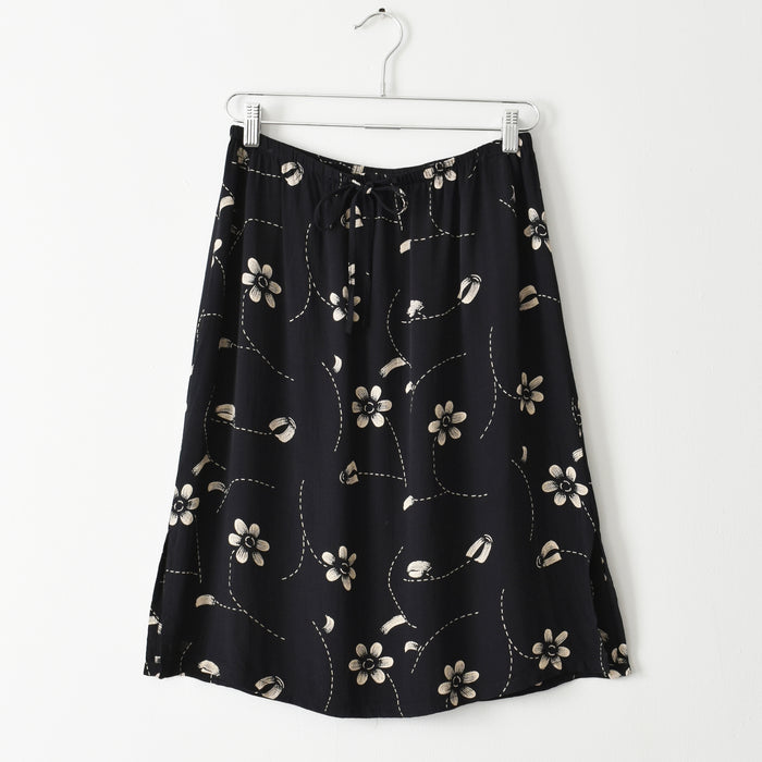 vintage black botanical skirt (l)