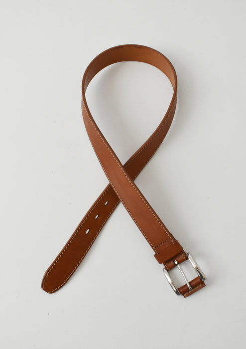 vintage cognac brown leather belt (l)