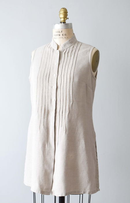 vintage sleeveless linen top (s/m)