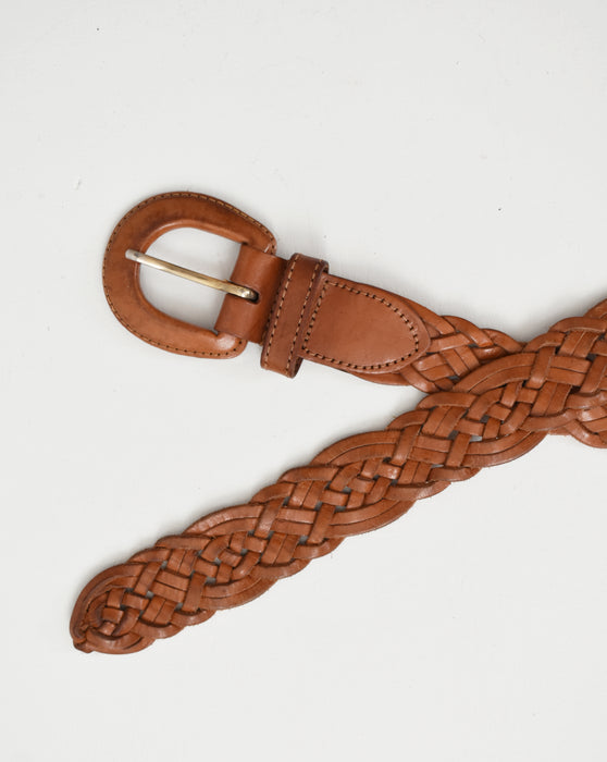 vintage cognac leather belt (l)