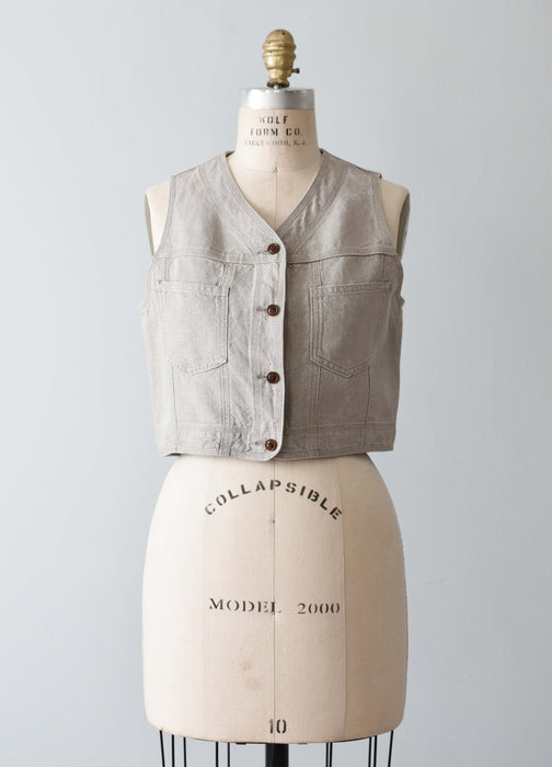 vintage cropped linen top (s/m)