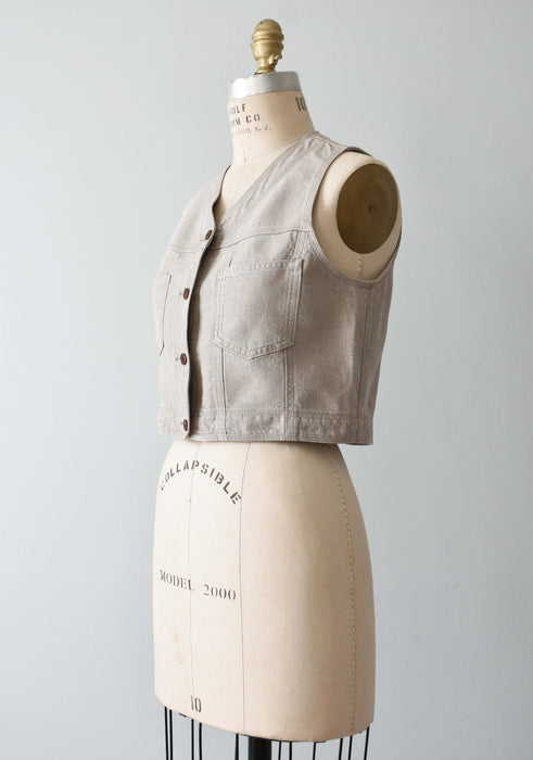 vintage cropped linen top (s/m)