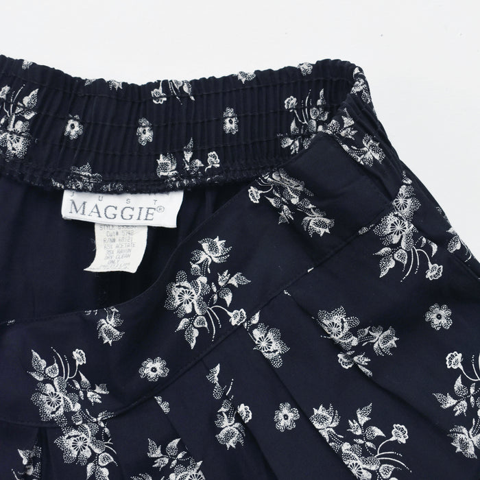 vintage navy botanical print pants (l)