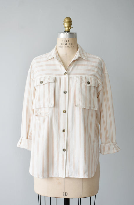 Wheat Stripe Button Up (m/l)