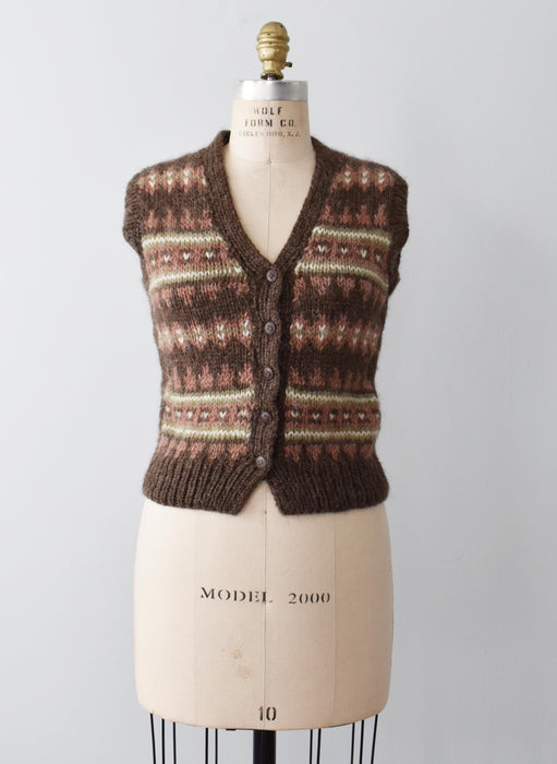 vintage handknit sweater vest (xs)