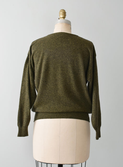 vintage olive wool sweater (s/m)