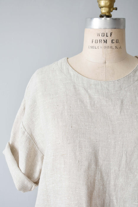 vintage natural flax linen top (m)