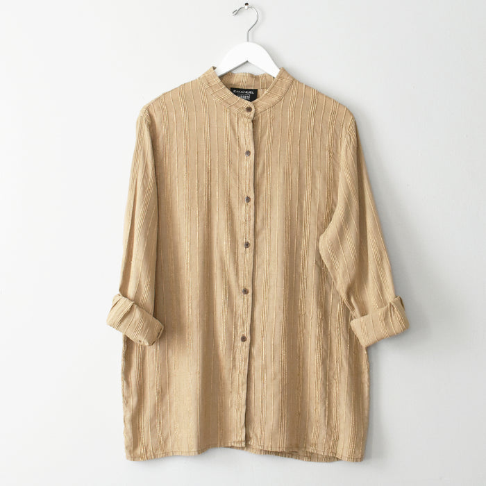 vintage ribbed raw silk shirt (l)