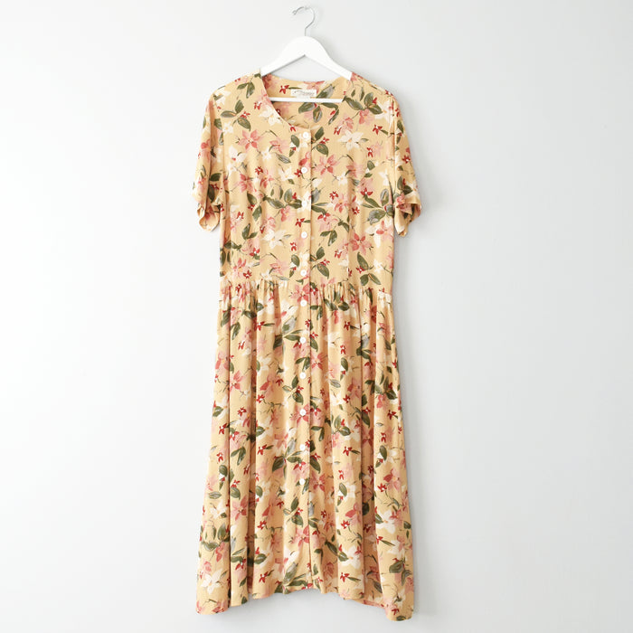vintage floral button front dress (m/l)