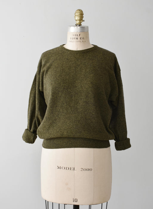 vintage olive wool sweater (s/m)