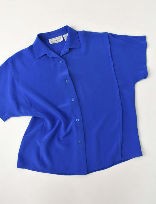 Vintage Cobalt Silk Shirt (s/m)