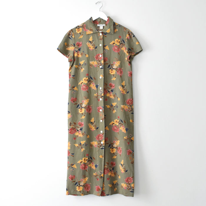 vintage floral linen dress (s/m)