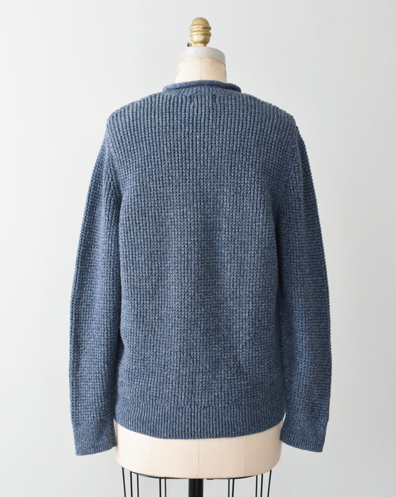 vintage blue roll neck sweater (m)