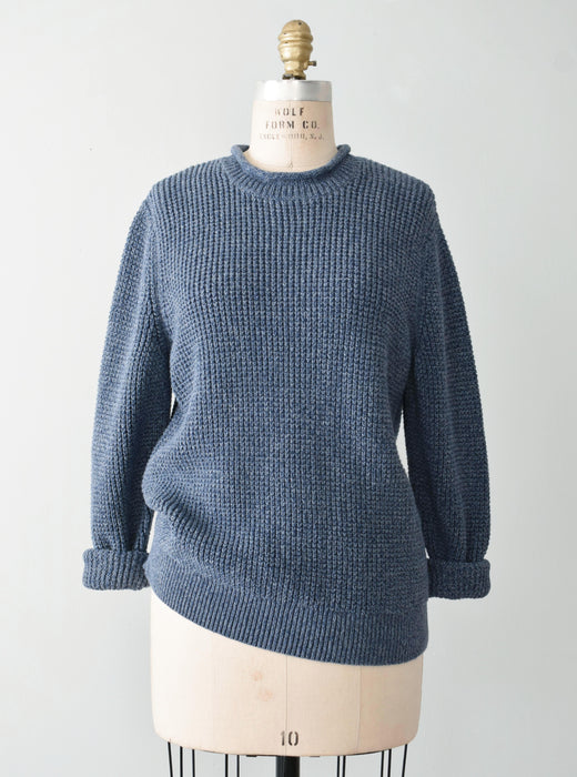 vintage blue roll neck sweater (m)