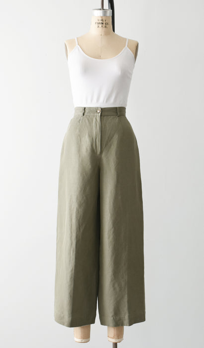 vintage wide leg linen pants (m)