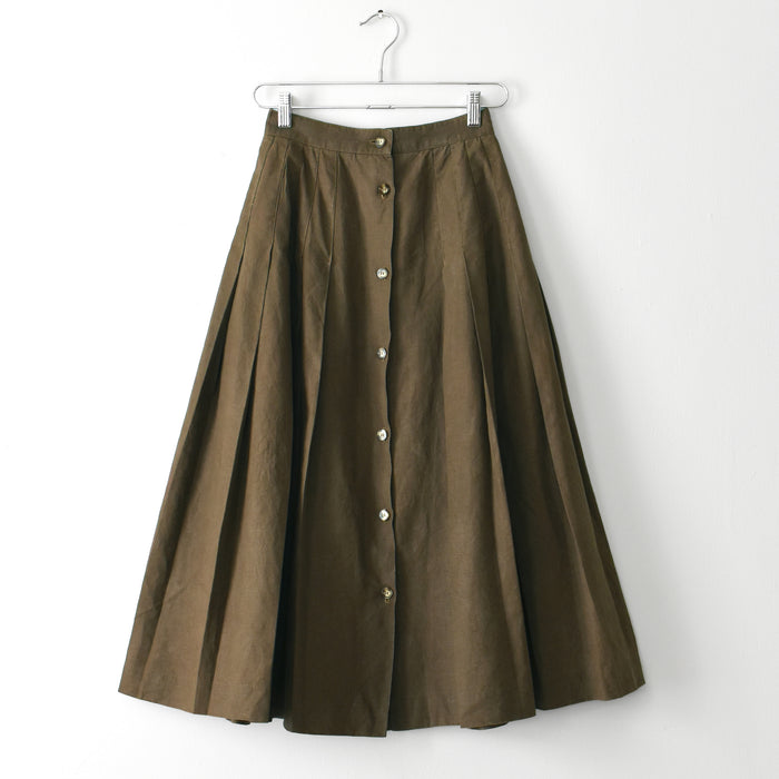 vintage linen button front skirt (xs)