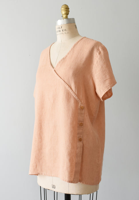 vintage peach flax shirt (m) - Improv Goods