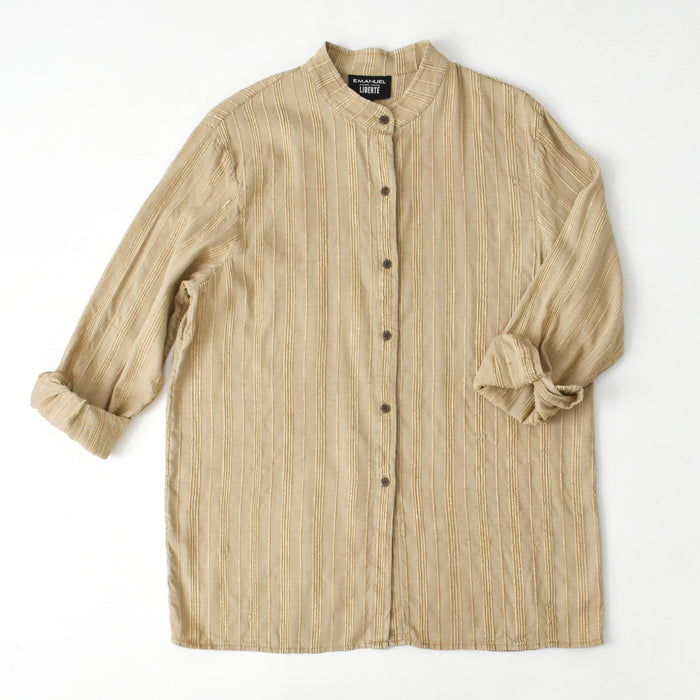 vintage ribbed raw silk shirt (l)