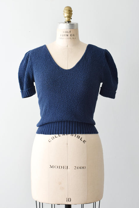 vintage blue cotton sweater (xs)