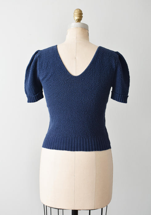 vintage blue cotton sweater (xs)