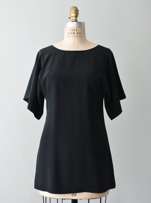 vintage black silk shirt (xs)