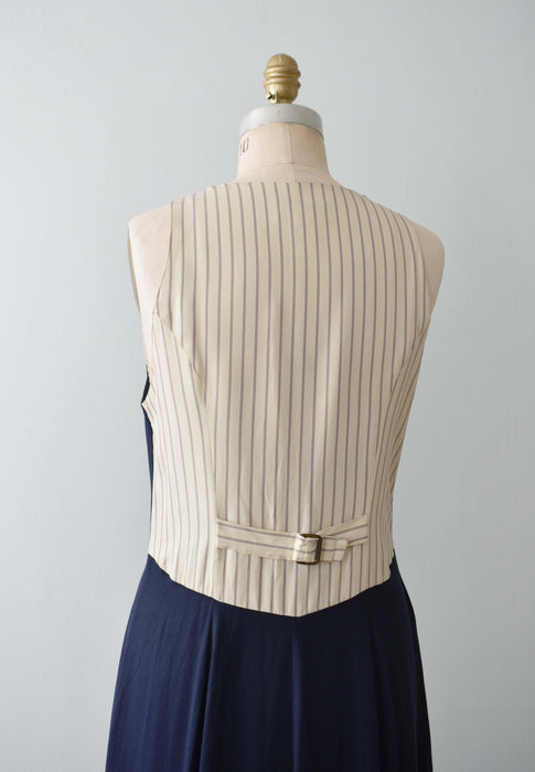 vintage navy blue vest dress (s)
