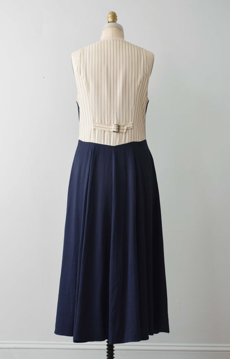 vintage navy blue vest dress (s)