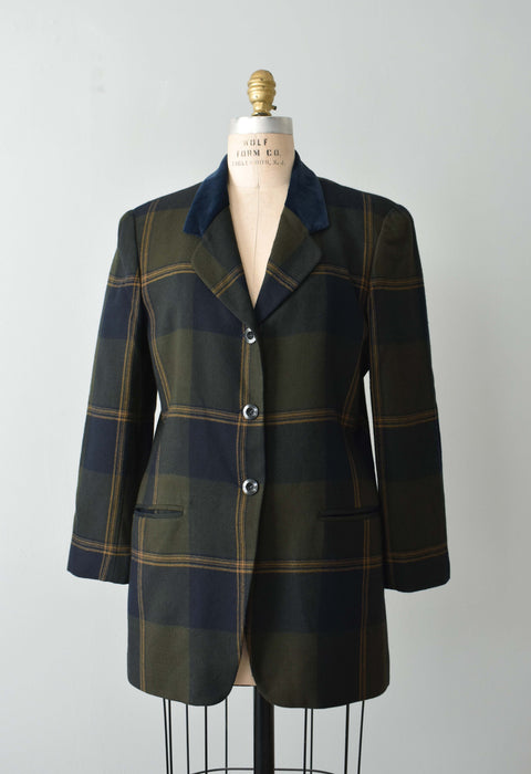 vintage midnight plaid blazer (s/m)