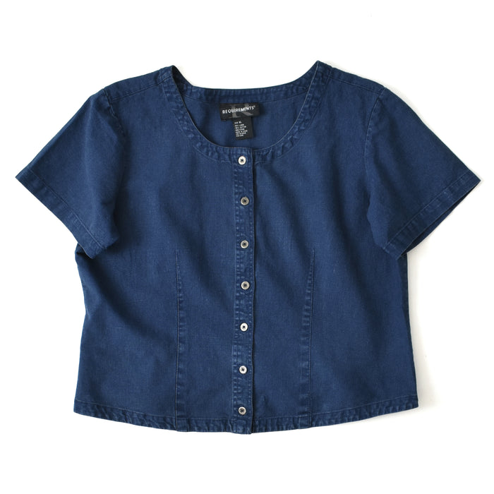 vintage indigo linen shirt (xl)