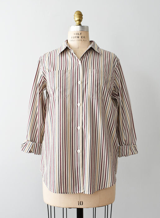 vintage striped button down shirt (m)