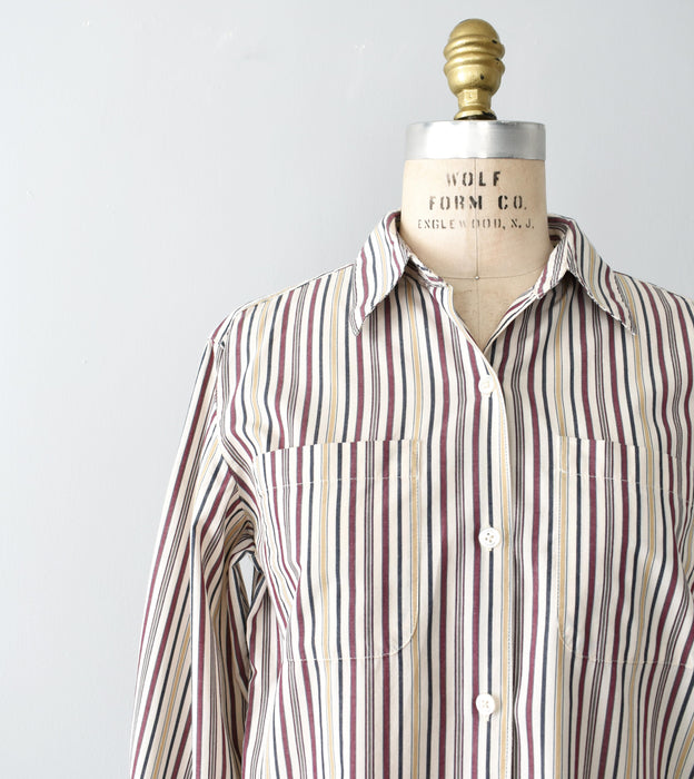 vintage striped button down shirt (m)